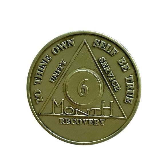 6 Month AA Medallion Alcoholics Anonymous Sobriety Coin BLING Blue Bronze NEW - Picture 1 of 2